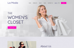 la moda's homepage showing a lady carrying shopping bags